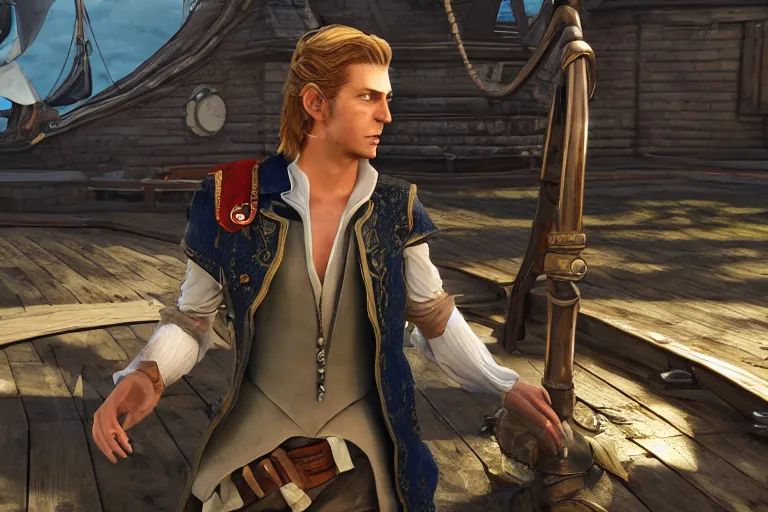 Prompt: screenshot of guybrush threepwood in final fantasy 15, high resolution, hd, 4k