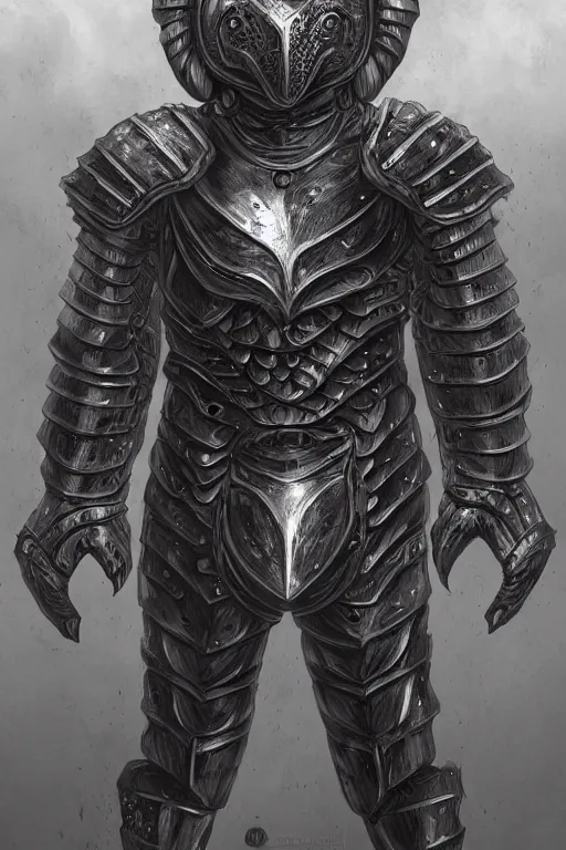 Image similar to armoured warrior limpet humanoid monster, symmetrical, highly detailed, digital art, limpet themed armour, sharp focus, trending on art station, ambient lighting, kentaro miura art style