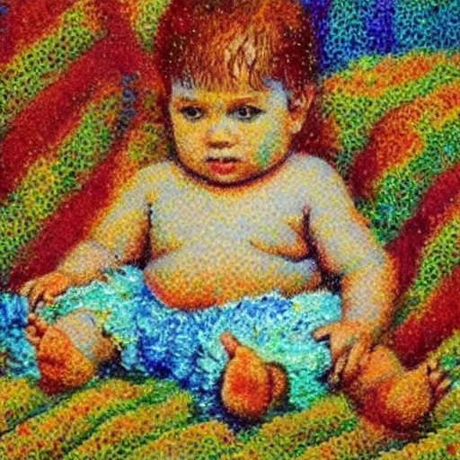 Prompt: you can make money off of the aids baby, impressionist, pointillism, hd, 4 k