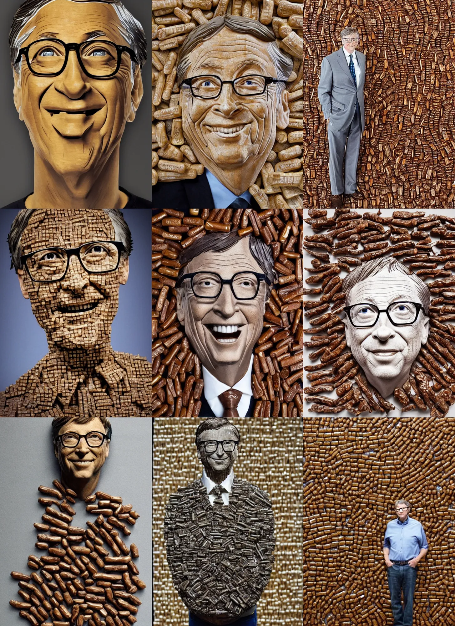 Prompt: bill gates sculpture made out of dates, food art, studio lighting