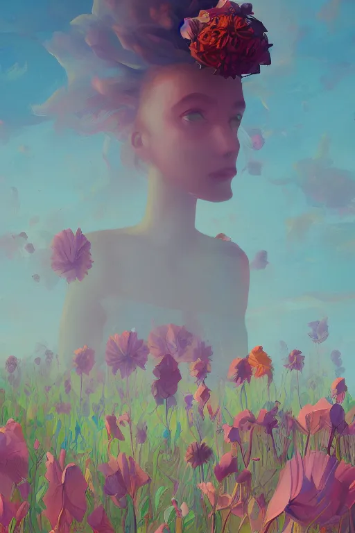 Image similar to closeup, giant flower face, woman standing by large modern windows, luxury, surreal photography, sunlight, impressionist painting, digital painting, artstation, simon stalenhag