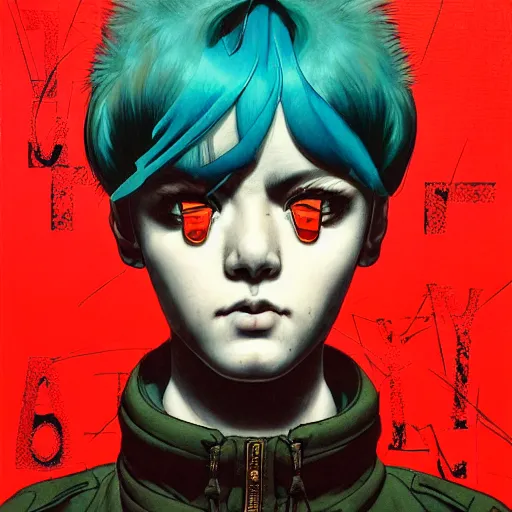 Image similar to prompt : soviet punk portrait soft light painted by james jean and katsuhiro otomo and erik jones, inspired by akira anime, smooth face feature, intricate oil painting, high detail illustration, sharp high detail, manga and anime 1 9 9 9