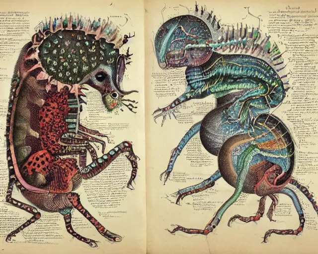 Image similar to bizarre bestiary of microcosmic creatures