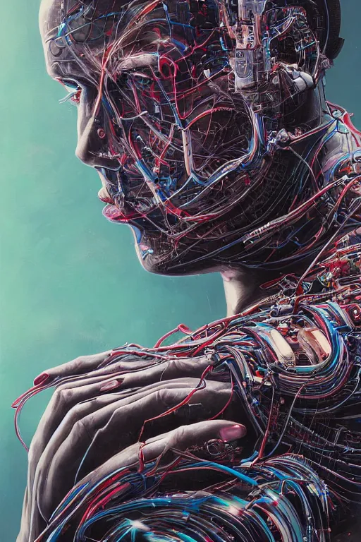 Prompt: portrait of computer & circuits, melting, clark kent, 8 k, by tristan eaton, stanley artgermm, tom bagshaw, greg rutkowski, carne griffiths, ayami kojima, beksinski, giger, trending on deviantart, face enhance, hyper detailed, minimalist, cybernetic, android, blade runner, full of colour, super detailed