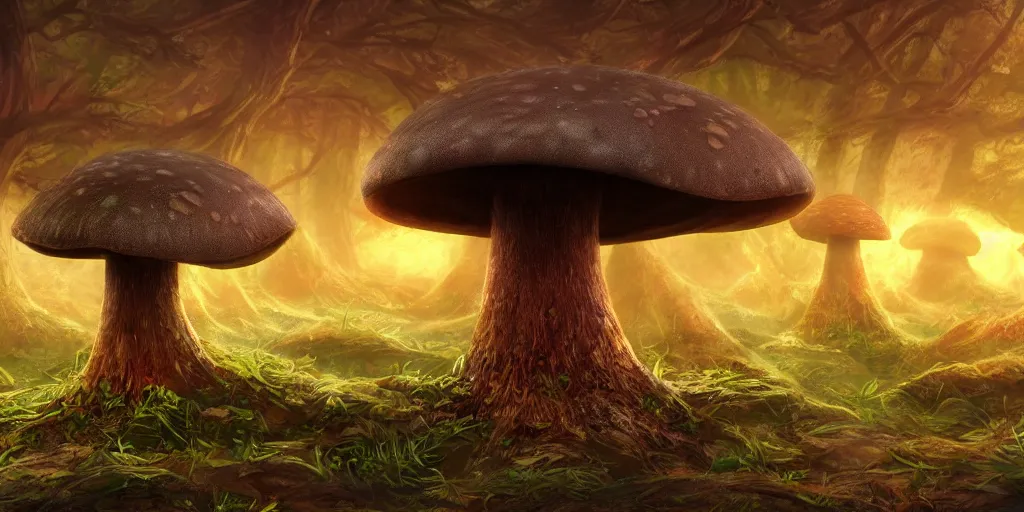 Image similar to mushroom biome, fantasy apocalypse, digital art, 4 k, mmo