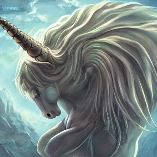 Image similar to epic album cover, a bubble unicorn, tending on artstation, award-winning art