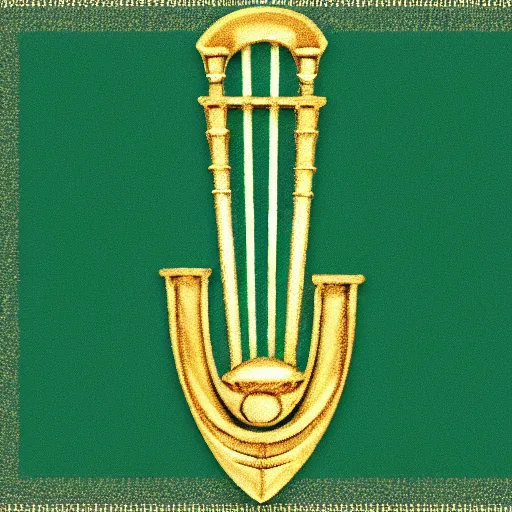 Image similar to flag of Ireland with a golden harp symbol in the middle