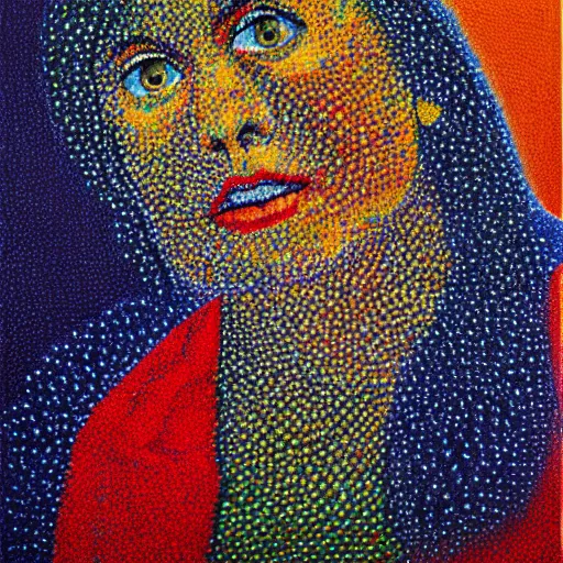 Image similar to ' they all lied to me'discomfort painting pointillist