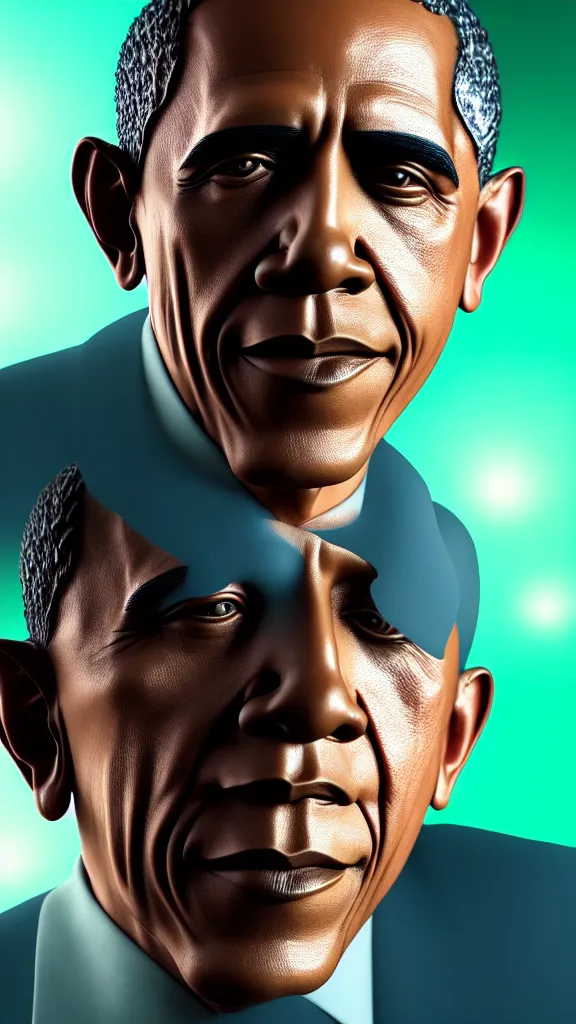 Prompt: 100 year old Obama the size of the Hulk, studio render by Beeple, shallow depth of field., lights, colors,4K