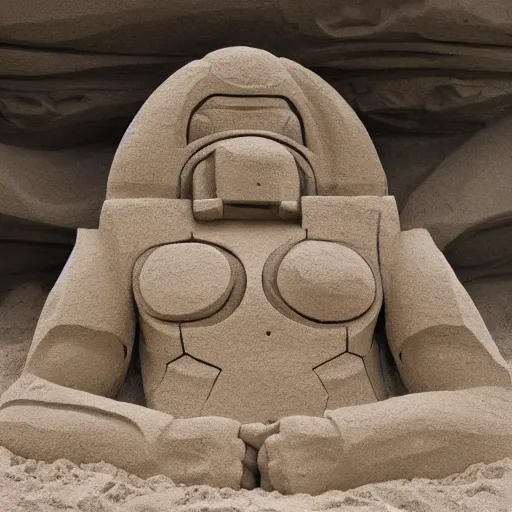 Image similar to a sand sculpture of a mecha