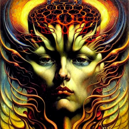 Image similar to Divine Chaos Engine by Karol Bak, Jean Delville, William Blake, and Vincent Van Gogh