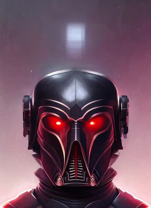 Image similar to Symmetry!! portrait of a sith lord, warrior in sci-fi armour, tech wear, muscular!! sci-fi, intricate, elegant, highly detailed, digital painting, artstation, concept art, smooth, sharp focus, illustration, art by artgerm and greg rutkowski and alphonse mucha