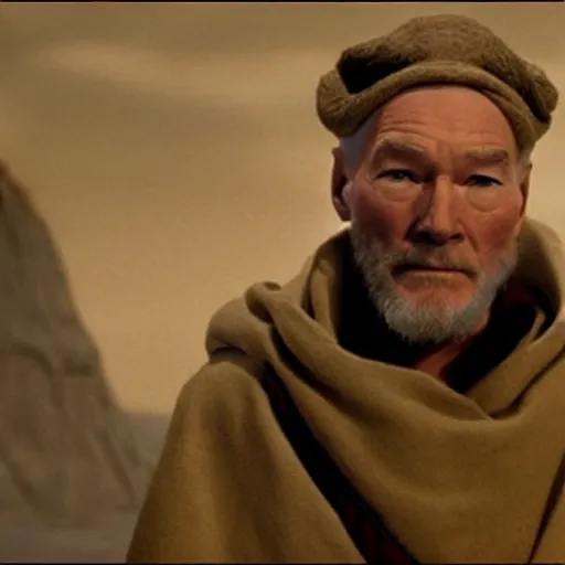 Prompt: Sir Patrick Stewart as Obi-Wan Kenobi