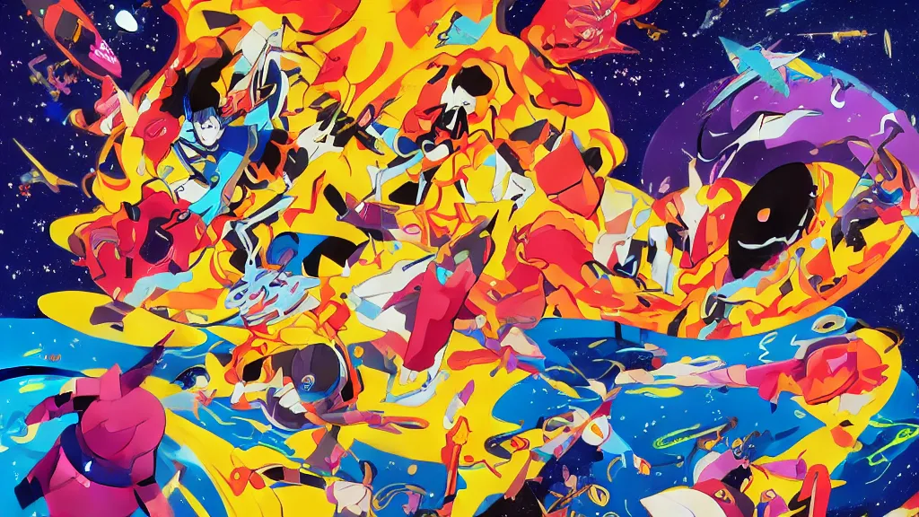 Image similar to poster art by Tomokazu Matsuyama, featured on pixiv, space art, 2d game art, cosmic horror, official art