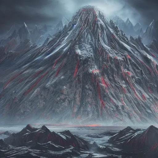 Prompt: A mountain with many eyes, ominous, horror, HD concept art, 8k ,4k, hyperdetailed, hyperrealistic, realistic, realism, high detail