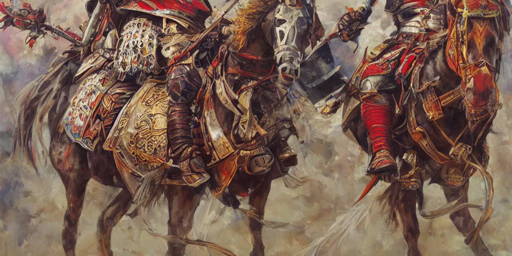 Prompt: painting of a balkan tatar knight, hyper detailed, oil on canvas