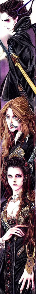 Image similar to elegant vampires, long hair, baroque, fancy clothing, striking beauty, extremely detailed, by ayami kojima