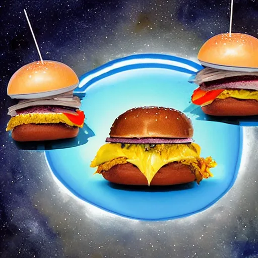 Prompt: an intergalactic hamburger from space, award - winning