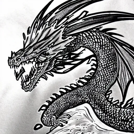 Image similar to “fire breathing dragon, manga style”