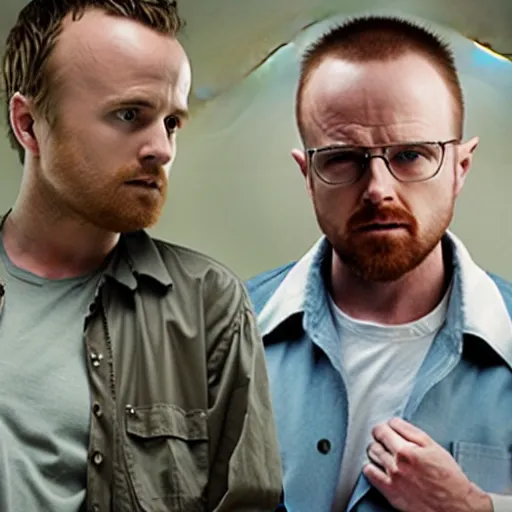 Prompt: jesse pinkman carressing walter white's pregnant stomach