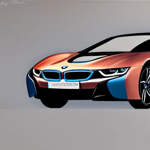 Prompt: bmw i 8 oil painting