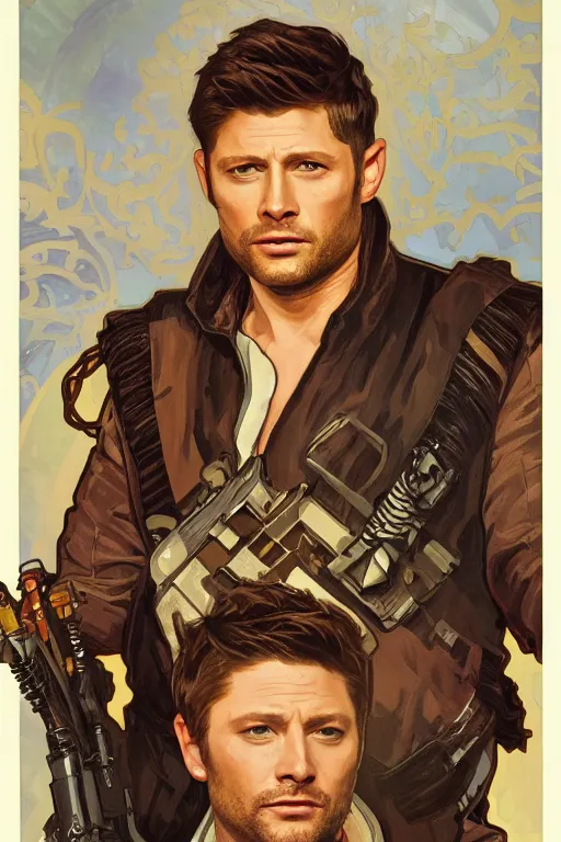 Prompt: a detailed matte portrait of jensen ackles dressed as has solo and misha collins as chewbacca, masterpiece, 8 k, art by alphonse mucha and greg rutkowski