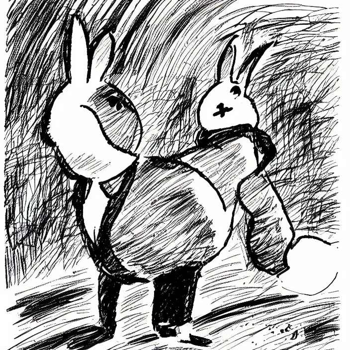 Image similar to a still frame from comic strip a bird in rabbit costume half pants 1 9 5 0, herluf bidstrup, new yorker illustration, monochrome contrast bw, lineart, manga, tadanori yokoo, simplified,