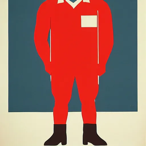 Prompt: minimalist soviet propaganda of sheldon cooper standing with folded arms, by le corbusier and diego rivera