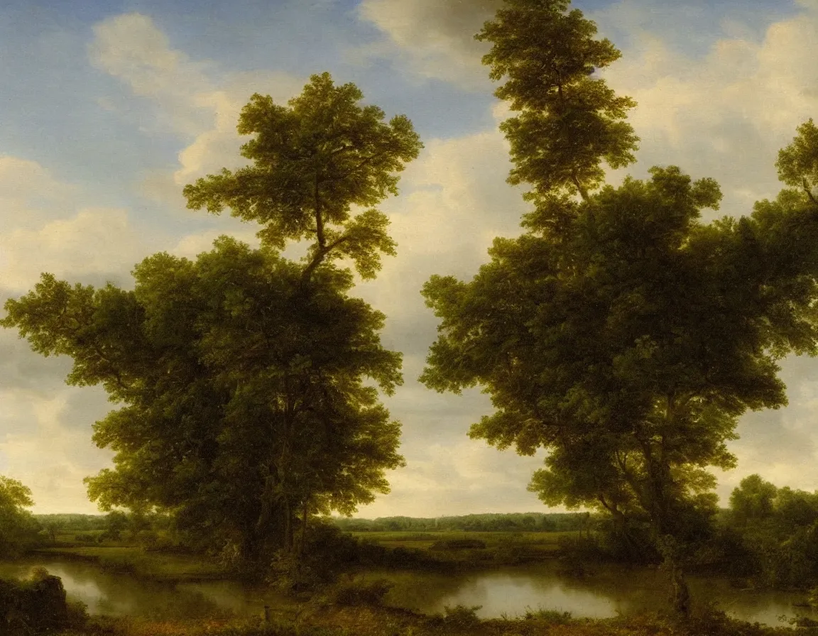 Image similar to the biesbosch, the netherlands in the style of hudson river school of art, oil on canvas