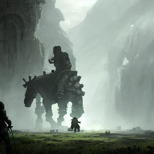 incredible screenshot of shadow of the colossus on, Stable Diffusion