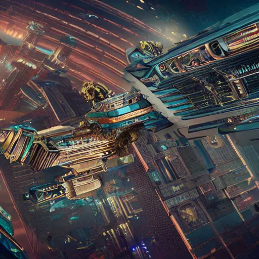 Image similar to an aerial scene of the beautiful intricate epic futuristic cybernetic sphinx in a cyberpunk pharaoh city, hyper detailed, cinematic lighting