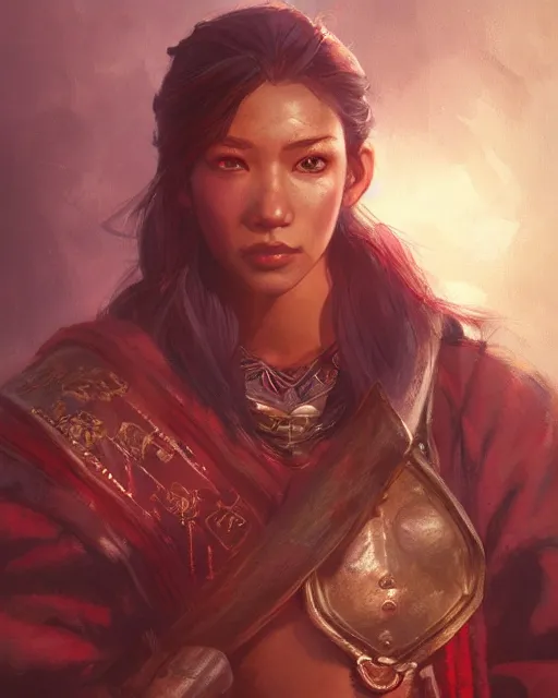Image similar to the elder scrolls vi, charismatic rugged female redguard warrior portrait, illustration, rim light, top light, perfectly shaded, soft painting, art by krenz cushart and wenjun lin