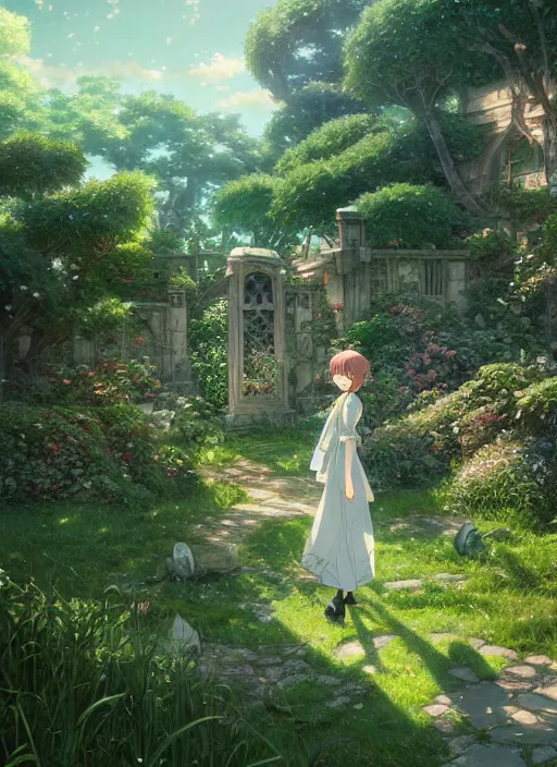 Image similar to the emerald herald in the garden, intricate, tone mapped, highly detailed, digital painting, pixiv, concept art, smooth, sharp focus, illustration, by makoto shinkai and akihiko yoshida