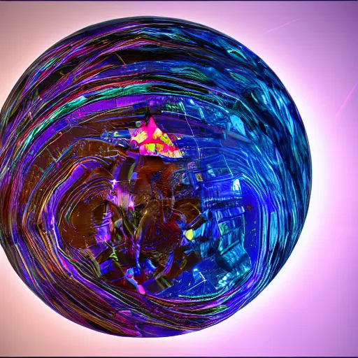 Image similar to psychonautist in a crystal sphere, digital art, award winning, volumetric lighting