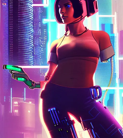 Prompt: cable inserted into head, jacked into cyberdeck wrist terminal, very very beautiful cyberpunk woman, computer, 1 9 7 9 omni magazine cover, style by vincent di fate, cyberpunk 2 0 7 7, very coherent, detailed, 4 k resolution, unreal engine, daz