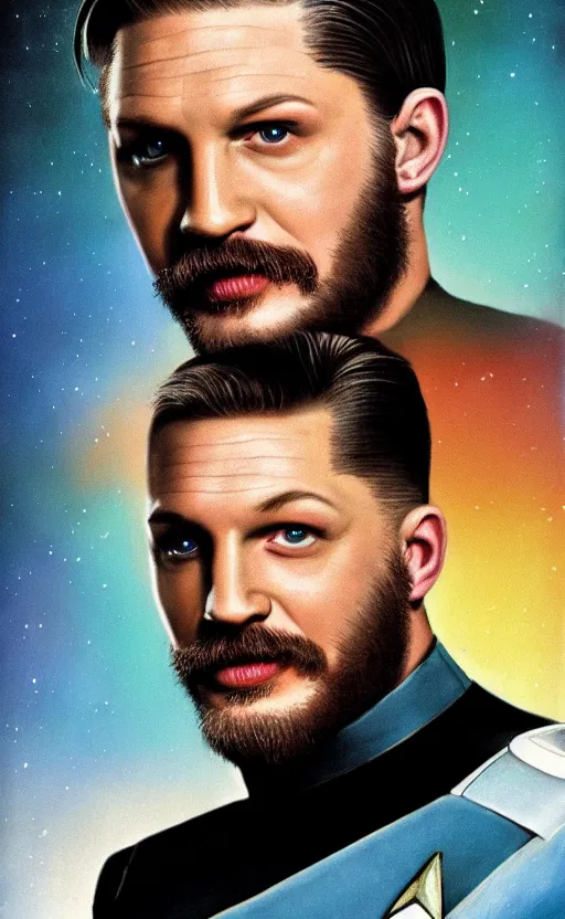 Image similar to portrait of tom hardy as commander riker ,star trek tng,