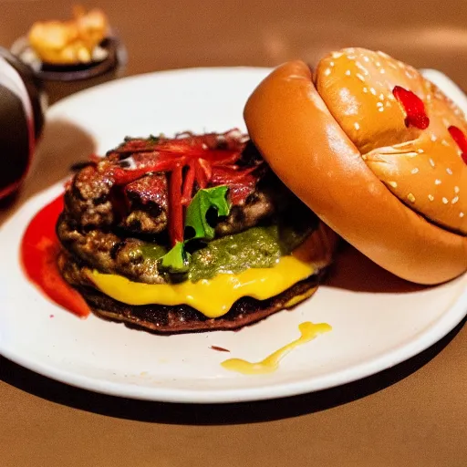 Image similar to high resolution photo of cheeseburger, michelin star, delicious, food photography, instagram, trending