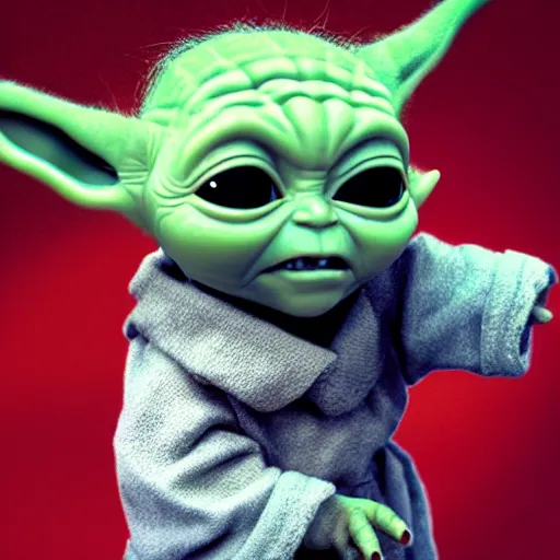 Image similar to Baby Yoda as a gangster, made by Randy Bishop, trending on artstation, 8k, hyperdetalied,