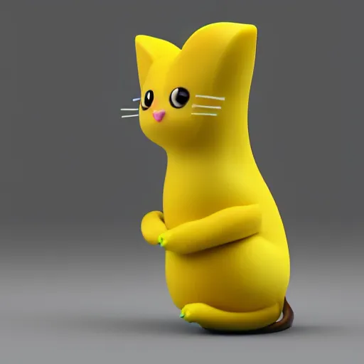 Image similar to cute banana cat, vray render, 50mm lens, bottom angle