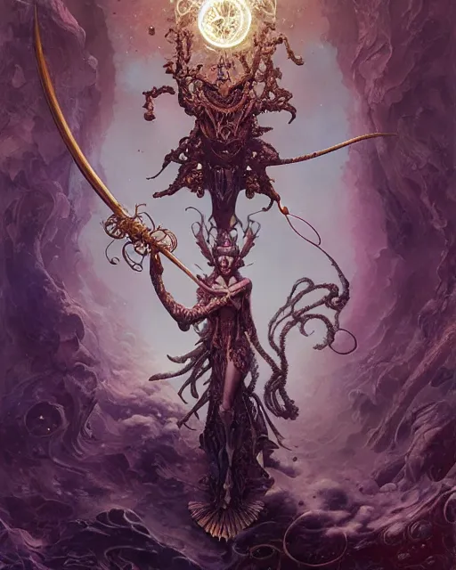 Image similar to a single wand, the ace of wands tarot card, fantasy composition made of fractals, ultra realistic, wide angle, intricate details, the fifth element artifacts, highly detailed by peter mohrbacher, hajime sorayama, wayne barlowe, boris vallejo, aaron horkey, gaston bussiere, craig mullins