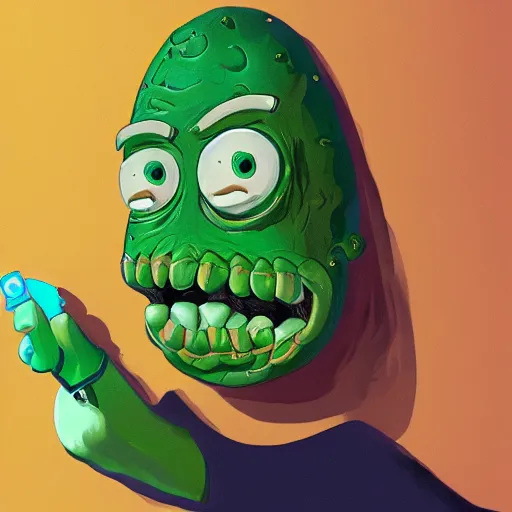 Prompt: pickle rick, trending on artstation