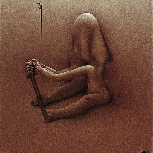 Prompt: Interrogation. Betrayal. No escape. Zdzisaw Beksinski