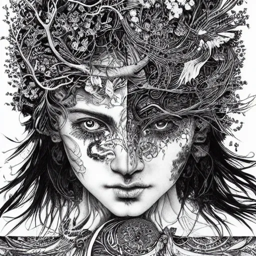 Prompt: life is so beautiful painted in alex grey and cameron gray style drawn by vania zouravliov and takato yamamoto, inspired by ooioo, intricate wood carving, black and white, 3 d, high detail, sharp high detail, artstation, octane