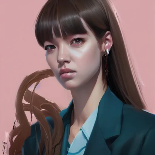 Image similar to portrait of Lisa Blackpink as an architect, highly detailed, digital painting, artstation, concept art, sharp focus, illustration, art by ilya kuvshinov, krenz cushart, Greg Rutkowski