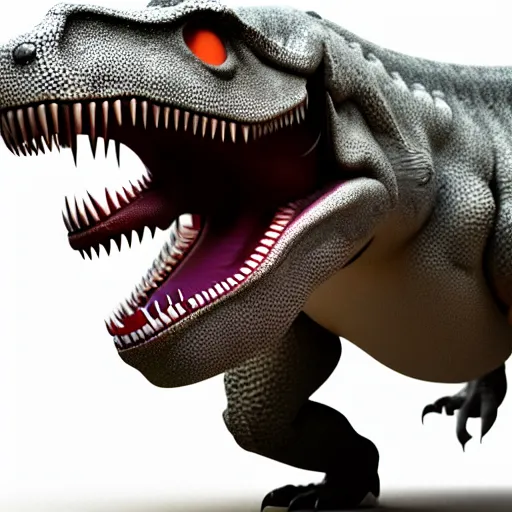 Prompt: 3d render, of a t-rex, white background, portrait, 8k, high resolution