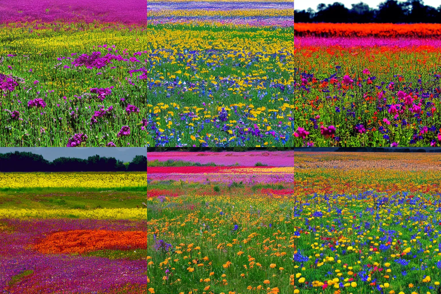 Prompt: A field of flowers on an alien planet