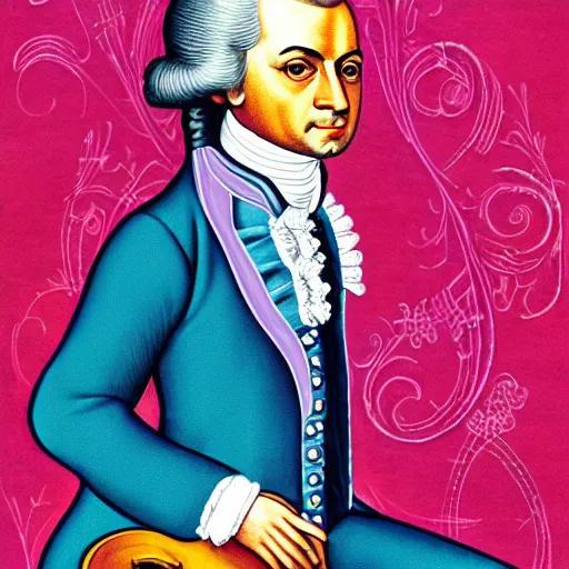 Image similar to original illustration of Mozart by Lisa Frank