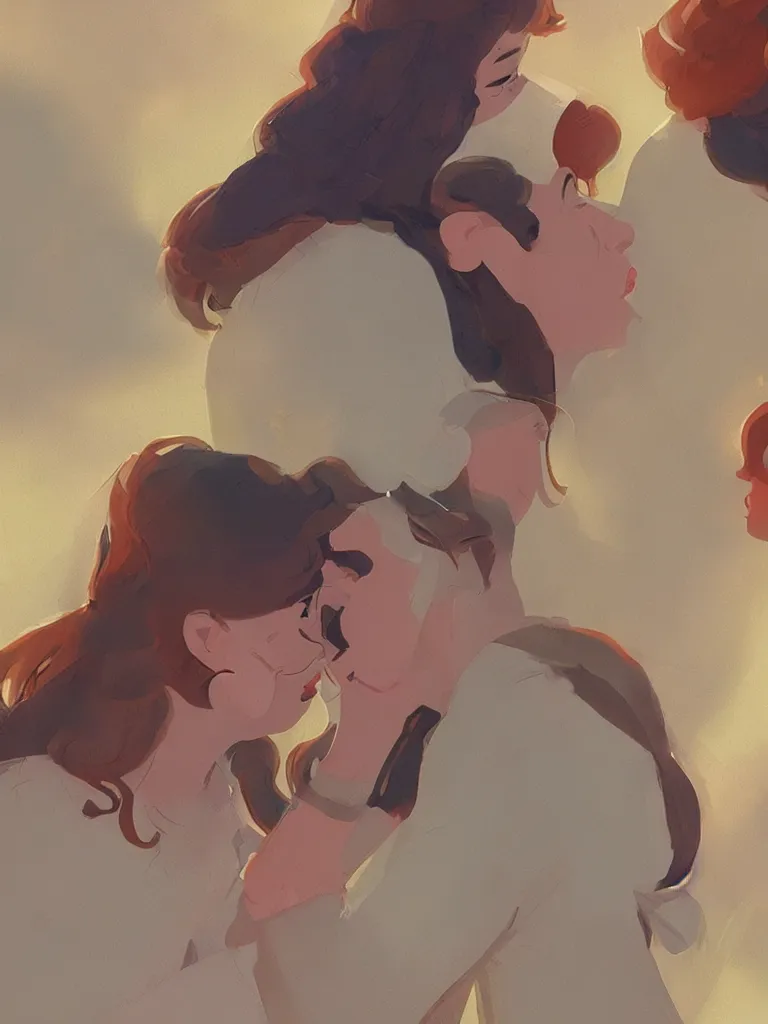 Image similar to kisses, by disney concept artists, blunt borders, rule of thirds, beautiful light