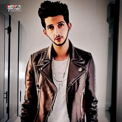 Image similar to “a realistic detailed photo of a guy who is an attractive humanoid who is half robot and half humanoid, who is a male android, singer Sebastian Yatra, shiny skin, posing like a statue, blank stare”