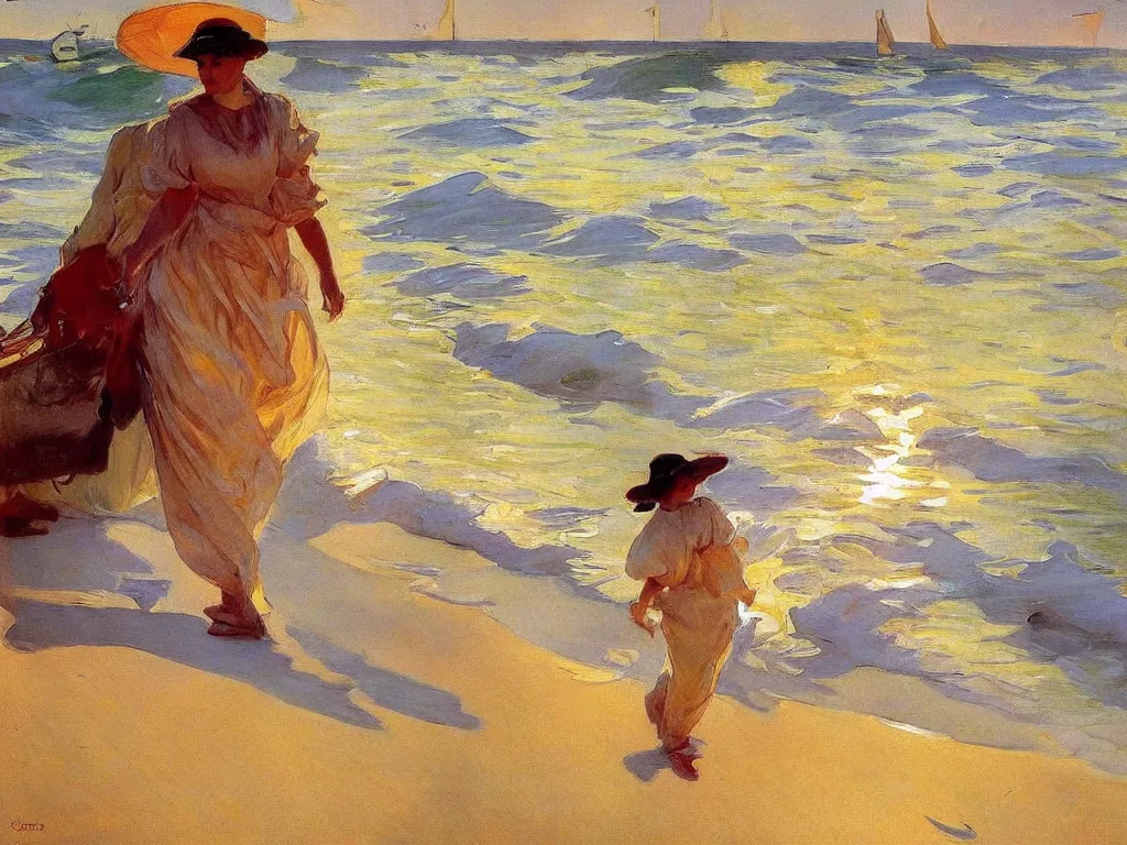 Prompt: 🌅 by joaquin sorolla